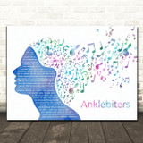 Paramore Anklebiters Colourful Music Note Hair Song Lyric Art Print