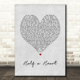 One Direction Half a Heart Grey Heart Song Lyric Art Print