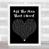 Whitney Houston All The Man That I Need Black Heart Song Lyric Wall Art Print