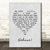 Chumbawamba Behave! Grey Heart Song Lyric Art Print