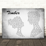 Pitbull Timber Man Lady Couple Grey Song Lyric Art Print