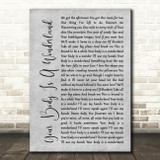John Mayer Your Body Is A Wonderland Grey Rustic Script Song Lyric Art Print