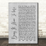 Sam Cooke Bring It Home To Me Grey Rustic Script Song Lyric Art Print