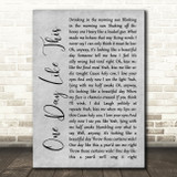 Elbow One Day Like This Grey Rustic Script Song Lyric Art Print