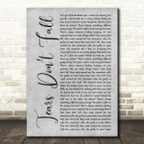 Bullet for My Valentine Tears Dont Fall Grey Rustic Script Song Lyric Art Print
