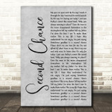Shinedown Second Chance Grey Rustic Script Song Lyric Art Print