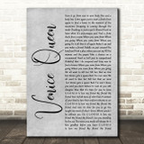 Red Hot Chili Peppers Venice Queen Grey Rustic Script Song Lyric Art Print