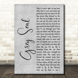 Elton John Grey Seal Grey Rustic Script Song Lyric Art Print