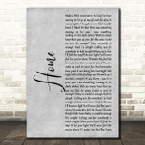 One Direction Home Grey Rustic Script Song Lyric Art Print