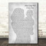 Ellie Goulding How Long Will I Love You Mother & Baby Grey Song Lyric Art Print