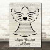Mariah Carey Anytime You Need A Friend Music Script Angel Song Lyric Art Print