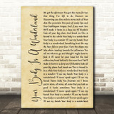 John Mayer Your Body Is A Wonderland Rustic Script Song Lyric Art Print