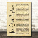 Original Broadway Cast Of Hamilton It's Quiet Uptown Rustic Script Song Lyric Art Print