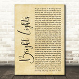 Matchbox 20 Bright Lights Rustic Script Song Lyric Art Print