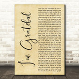 Pressure I'm Grateful Rustic Script Song Lyric Art Print