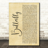 Mariah Carey Butterfly Rustic Script Song Lyric Art Print