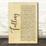 Harry Styles Falling Rustic Script Song Lyric Art Print