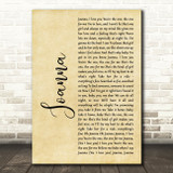 Kool & The Gang Joanna Rustic Script Song Lyric Art Print
