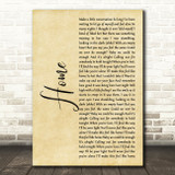 One Direction Home Rustic Script Song Lyric Art Print