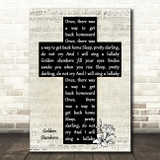 The Beatles Golden Slumbers Music Script Christian Memorial Cross Song Lyric Art Print