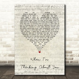 The Sundays When I'm Thinking About You Script Heart Song Lyric Art Print