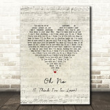 Blossoms Oh No (I Think I'm In Love) Script Heart Song Lyric Art Print