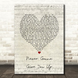 The Black Keys Never Gonna Give You Up Script Heart Song Lyric Art Print