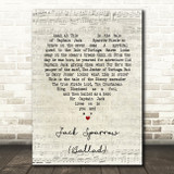 Michael Bolton Jack Sparrow (Ballad) Script Heart Song Lyric Art Print