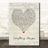 Sara Bareilles Everything Changes Script Heart Song Lyric Art Print