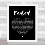 Alan Walker Faded Black Heart Song Lyric Wall Art Print