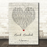 Elvis Presley Hard Headed Woman Script Heart Song Lyric Art Print
