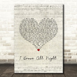 Celine Dion I Drove All Night Script Heart Song Lyric Art Print