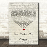Lindsey Ray You Make Me Happy Script Heart Song Lyric Art Print