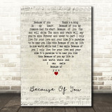 Tony Bennett feat. k.d. lang Because Of You Script Heart Song Lyric Art Print