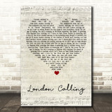 The Clash London Calling Script Heart Song Lyric Art Print