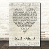 Ariana Grande & Justin Bieber Stuck With U Script Heart Song Lyric Art Print