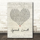 Boyce Avenue Speed Limit Script Heart Song Lyric Art Print