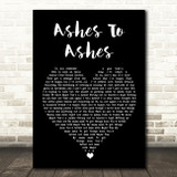 David Bowie Ashes To Ashes Black Heart Song Lyric Wall Art Print