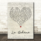 José Carreras La Bohème Script Heart Song Lyric Art Print