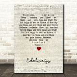 Julie Andrews Edelweiss Script Heart Song Lyric Art Print