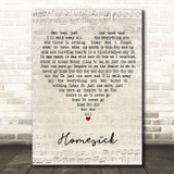 The Cure Homesick Script Heart Song Lyric Art Print