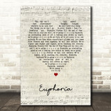 Loreen Euphoria Script Heart Song Lyric Art Print