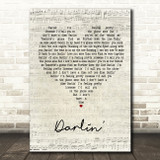 Frankie Miller Darlin' Script Heart Song Lyric Art Print