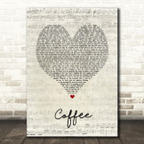 Miguel coffee Script Heart Song Lyric Art Print