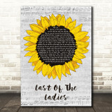 The Courteeners Last Of The Ladies Grey Script Sunflower Song Lyric Art Print