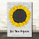 Tyler, The Creator See You Again Grey Script Sunflower Song Lyric Art Print
