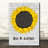 YUNGBLUD Die A Little Grey Script Sunflower Song Lyric Art Print