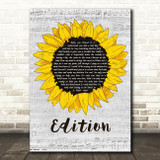 Rex Orange County Edition Grey Script Sunflower Song Lyric Art Print