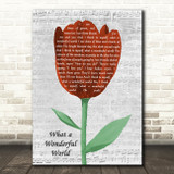 Louis Armstrong What A Wonderful World Grey Script Watercolour Tulip Song Lyric Art Print
