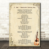 T. Rex Twentieth Century Boy Vintage Guitar Song Lyric Art Print